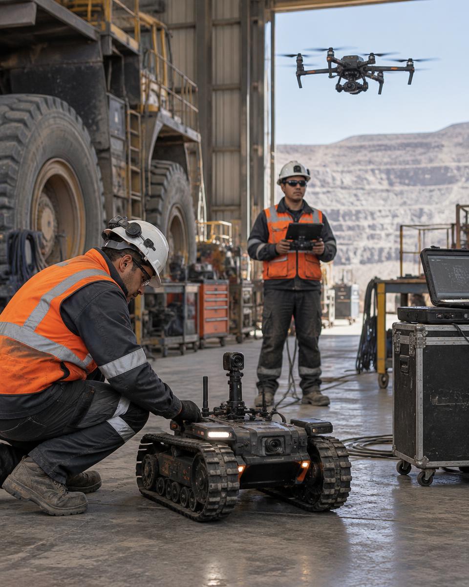 Pruebas de integración entre un dron y un robot inspector